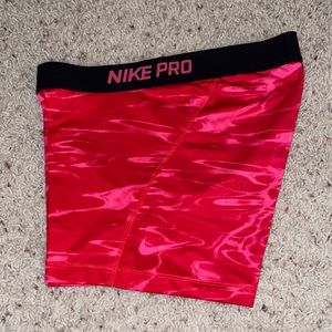 Red pink Nike pro shorts size medium